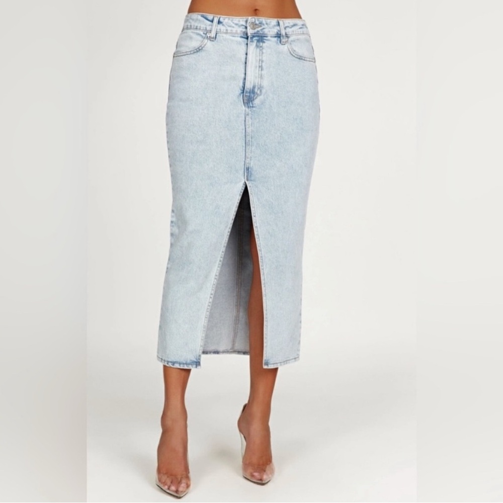 Meshki Light Blue Denim Maxi Skirt